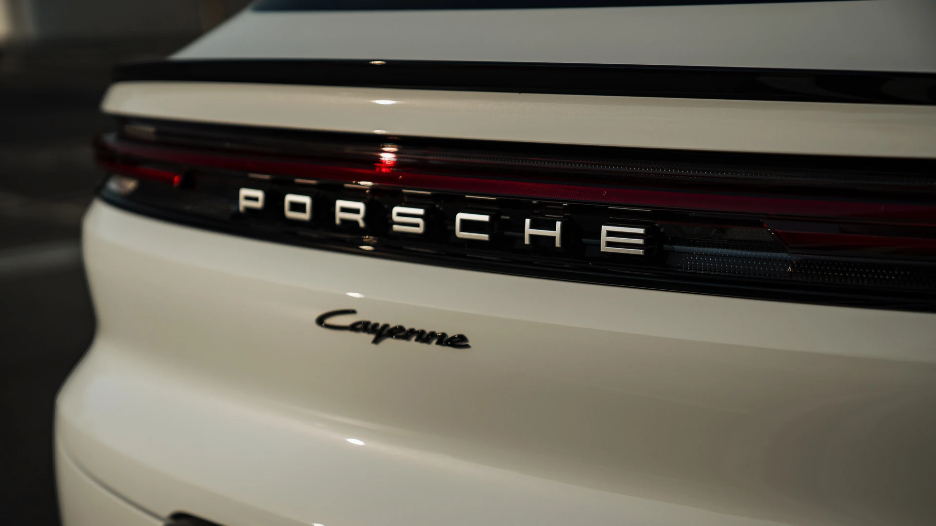 Porsche Cayenne badge on rear boot. Car 79