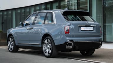 Rear three-quarter, Burnout Grey body and chrome trim. Car 83