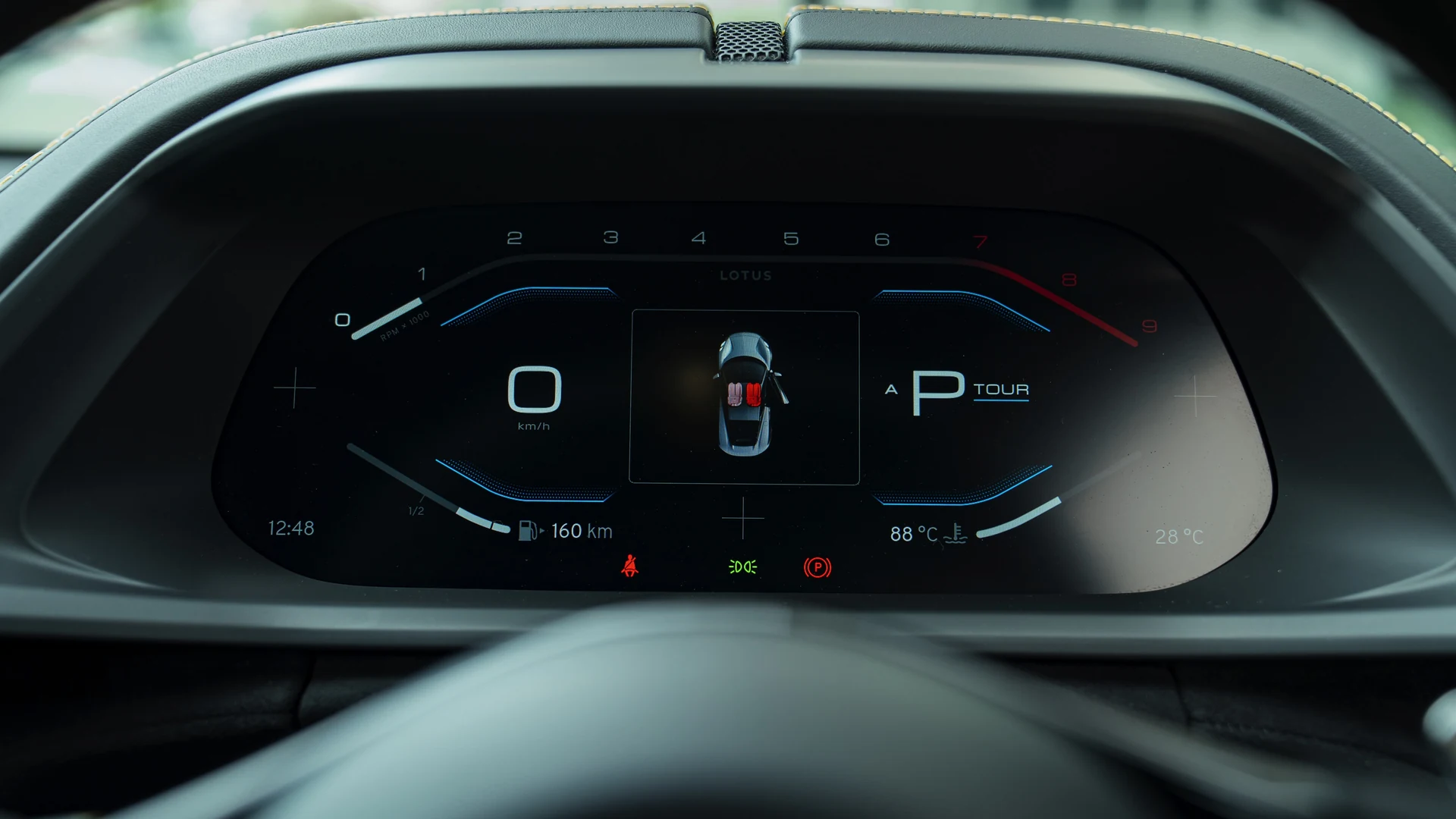 Dashboard and digital display. Car 76