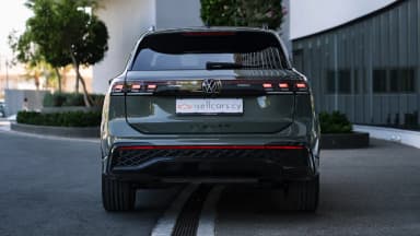 Rear view, VW badge and full-width tail light. Car 82