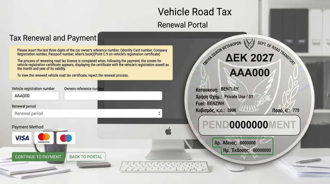 Paying and renewing road tax in Cyprus on the RTD portal